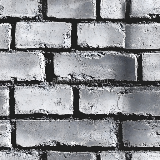 Seamless 3D Cracked Painted Brick Wall PBR Texture with Rough Edges and White Paint