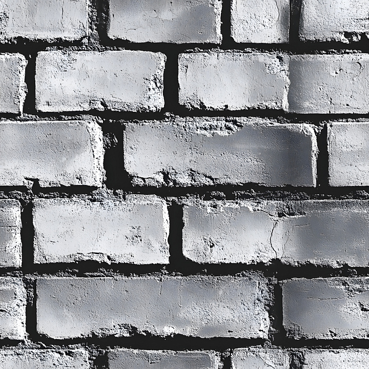 Cracked Painted Brick Wall with Rough Edges and White Paint seamless PBR texture preview