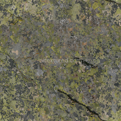 Mossy Uneven Rock — Uneven Rock Natural Striated Mosscovered Mossy — PBR seamless 3D texture