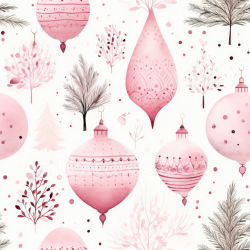 seamless Seamless 3D PBR Texture of Pink Christmas Ornaments & Foliage Digital Paper texture 8k free download PBR