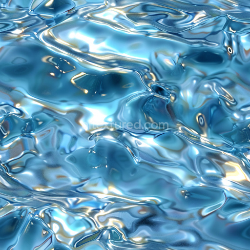 Seamless 3D PBR Glossy Texture Featuring Fluid Blue Liquid Surface with Reflective Highlights