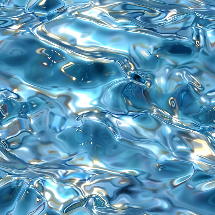 Glossy Featuring Fluid Blue Liquid Surface with Reflective Highlights seamless PBR texture preview