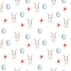 seamless Seamless 3D PBR texture with watercolor bunnies, eggs, and flowers texture 8k free download PBR