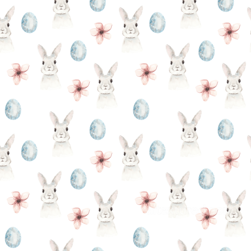 With Watercolor Bunnies, Eggs, And Flowers seamless All Christmas Digital paper PBR texture