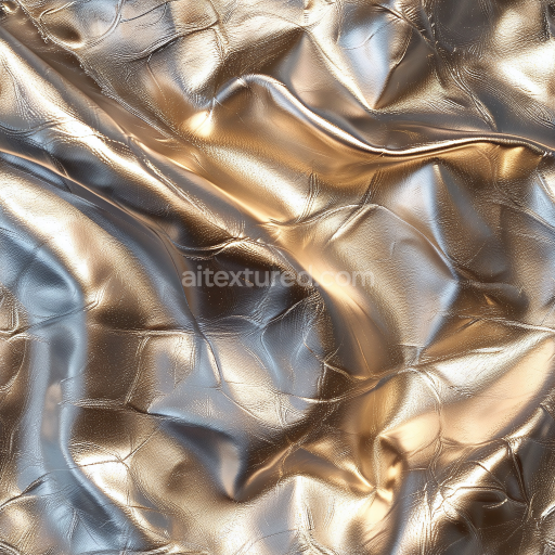 Seamless 3D Glossy Wrinkled Metallic Leather PBR Texture with Reflective Surface