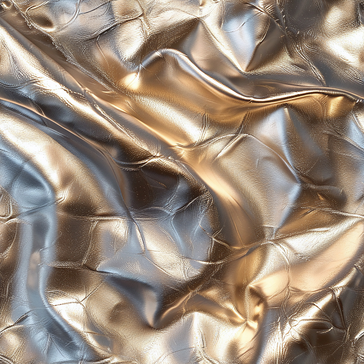 Glossy Wrinkled Metallic Leather with Reflective Surface seamless PBR texture preview