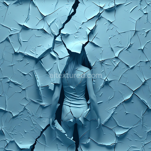 Seamless 3D Cracked and Peeling Paint PBR Texture in Cool Blue Tones