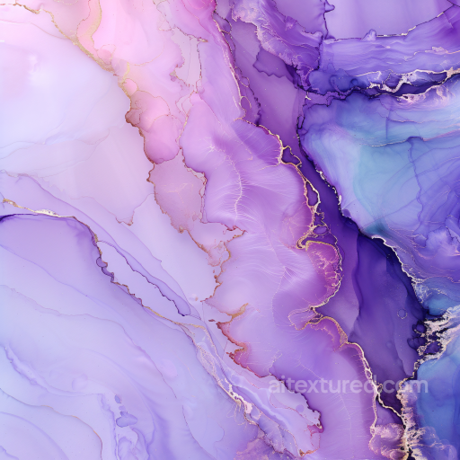Alcohol Ink PBR Texture with Purple and Gold Fluid Waves seamless Alcohol ink PBR texture