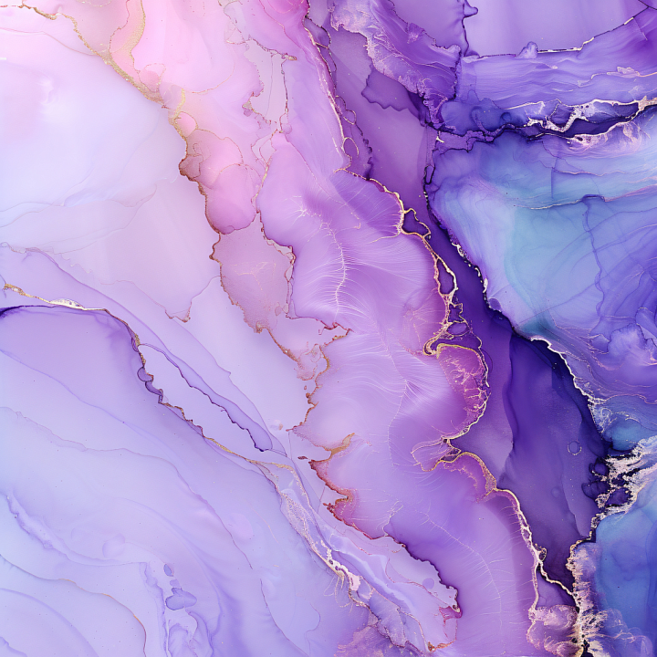 Alcohol Ink with Purple and Gold Fluid Waves seamless PBR texture preview