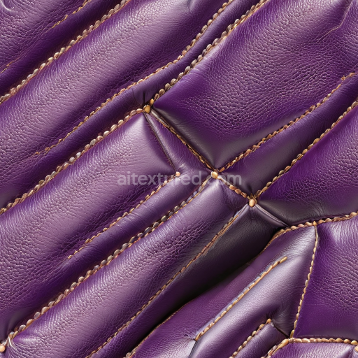 Seamless 3D Purple Quilted Leather PBR Texture with Fine Grain and Stitch Detailing