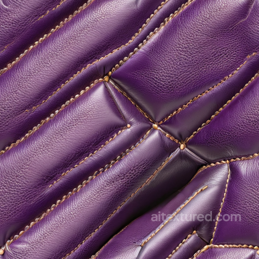 Purple Quilted Leather PBR Texture with Fine Grain and Stitch Detailing seamless Leather PBR texture