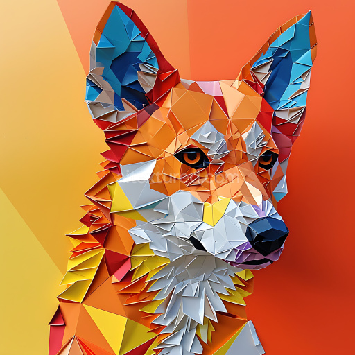 Seamless 3D PBR Texture Featuring Low Poly Origami Style Australian Cattle Dog Colors