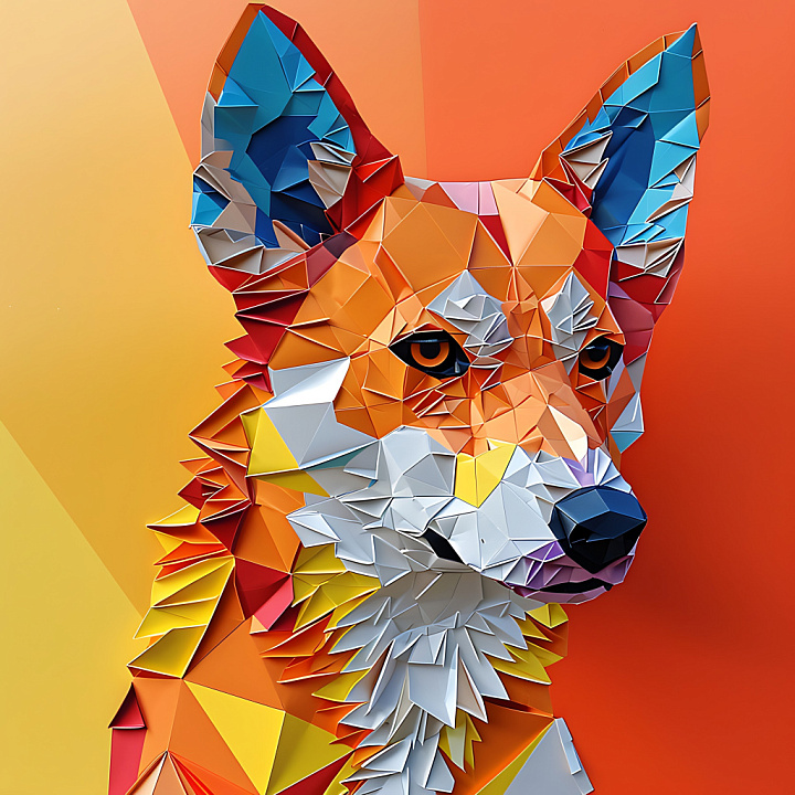 Featuring Low Poly Origami Style Australian Cattle Dog Colors seamless PBR texture preview
