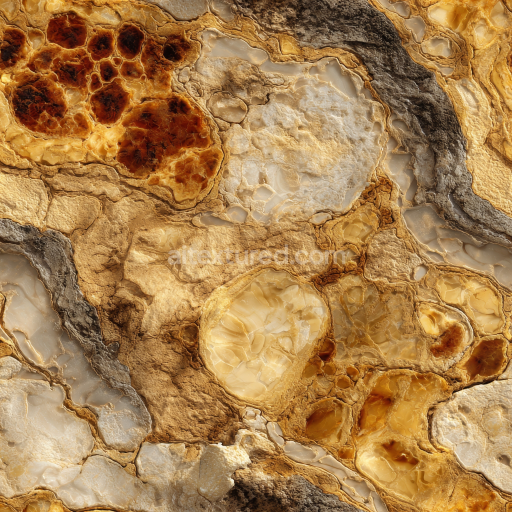 Seamless 3D Amber Onyx Stone PBR Texture with Translucent Crystal Veins