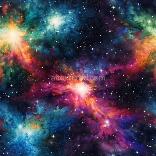 Seamless 3D PBR Space Texture Featuring Vibrant Nebula Clouds and Starfield