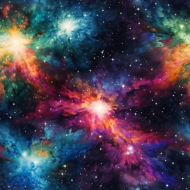 Space Featuring Vibrant Nebula Clouds and Starfield seamless PBR texture preview