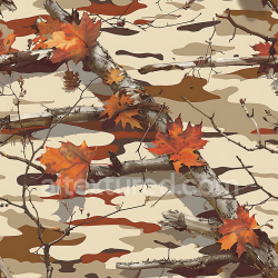 seamless Seamless 3D autumn woodland camouflage PBR texture with brown leaves and branch overlays texture 8k free download PBR