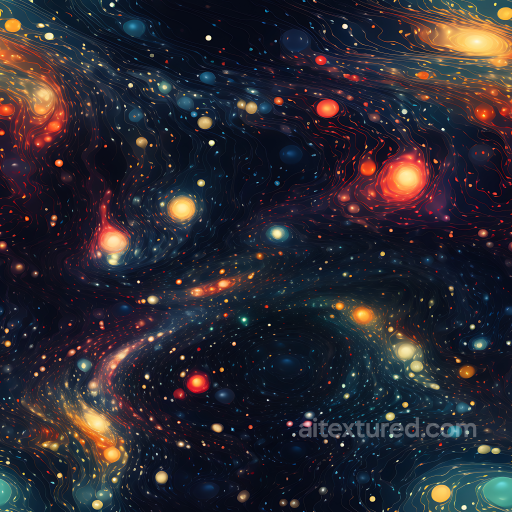 Space PBR Texture Featuring Cosmic Galaxy Flow with Multicolored Starfields seamless Star, space, planets PBR texture