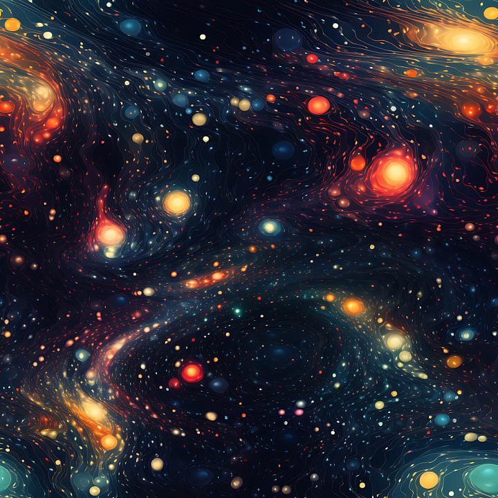 Space Featuring Cosmic Galaxy Flow with Multicolored Starfields seamless PBR texture preview