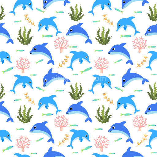 Pattern Bundle - Seamless 3D Pattern PBR Texture with Playful Dolphins and Underwater Motifs texture preview