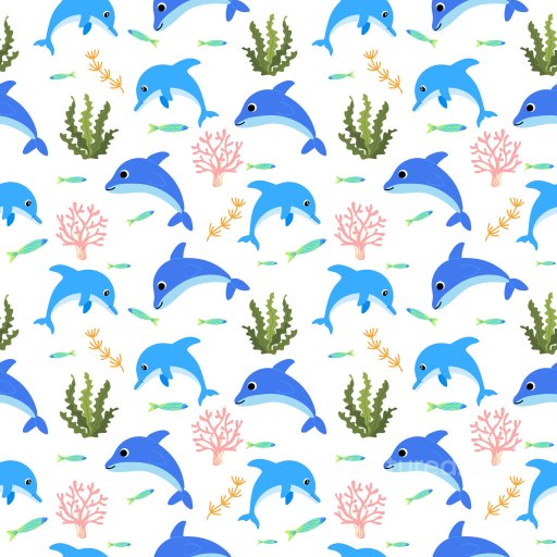 Pattern PBR Texture with Playful Dolphins and Underwater Motifs seamless Pattern Bundle PBR texture