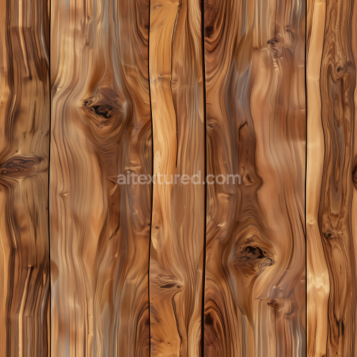 Seamless 3D PBR Texture of Rustic Knotted Wood Planks with Warm Grain Patterns