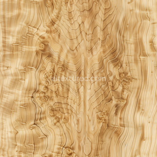 Seamless 3D Burl Wood PBR Texture Featuring Light Color and Distinctive Knot Patterns