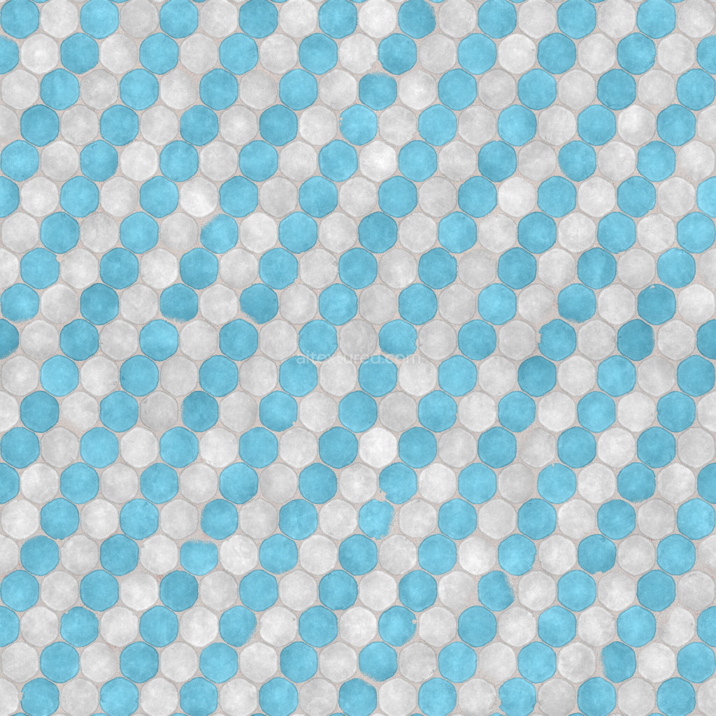 Seamless hexagonal tile texture with blue and grey colors