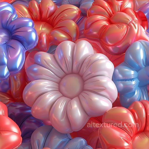 Inflated PBR Texture of Colorful Vinyl Flower-Shaped Panels seamless Inflated PBR texture