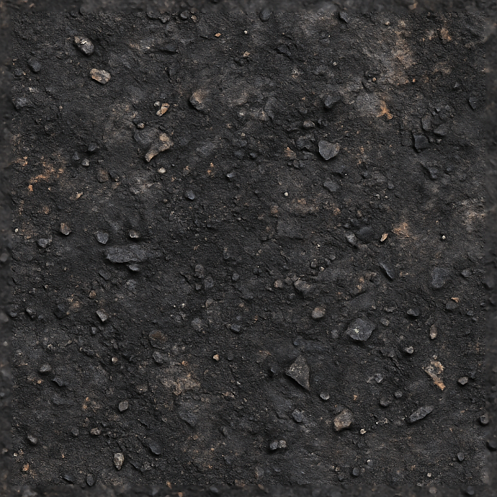 Charred Rubble And Burnt Ground With Blast Scorch Marks In Detailed Qua… seamless PBR texture preview
