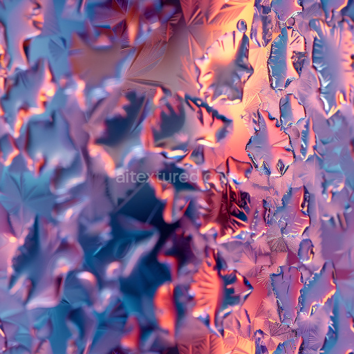 Seamless 3D PBR Texture of Glossy Frosted Glass with Iridescent Blue and Orange Details