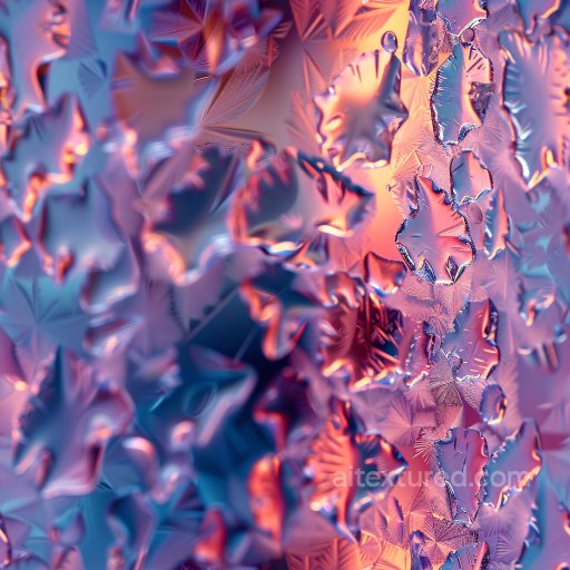 Seamless 3D PBR Texture of Glossy Frosted Glass with Iridescent Blue and Orange Details texture preview