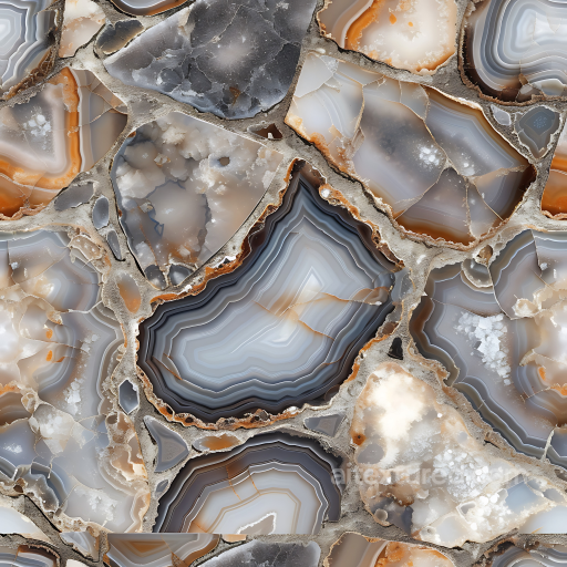 Agate Stone PBR Texture Featuring Crystal Layers and Earthy Veins seamless Stone PBR texture