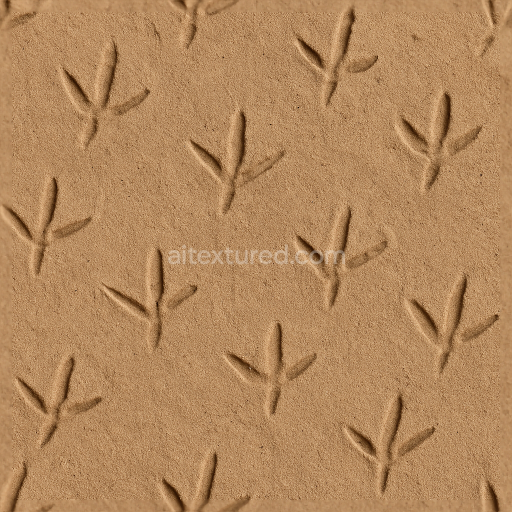 Seamless 3d texture pbr 8k of bird footprints on sandy desert sand surface