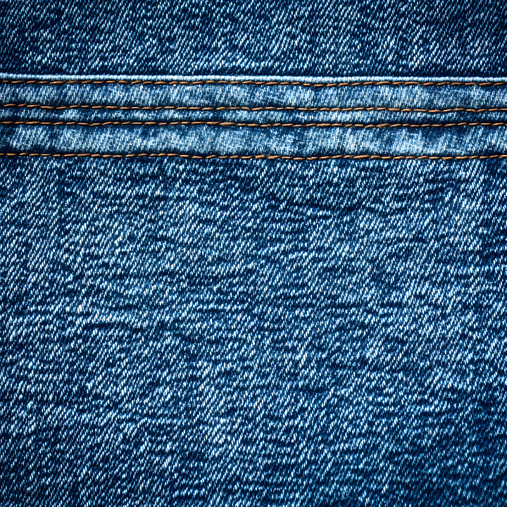 Cracked Denim Textile With Blue And Orange Stitching seamless PBR texture preview