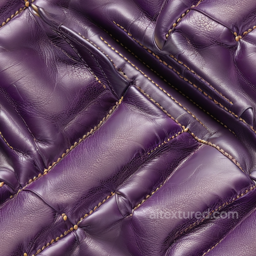 Quilted Purple Leather PBR Texture with Detailed Grain and Stitching seamless Leather PBR texture