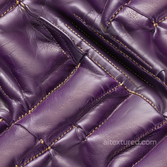 Quilted Purple Leather PBR Texture with Detailed Grain and Stitching Leather texture preview