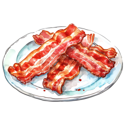 seamless Breakfast Bacon Strips on Plate Watercolor Illustration texture 8k free download PBR