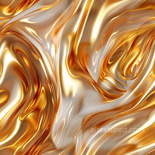Seamless 3D PBR Texture of Glossy Gold Satin Fabric with Fluid Wrinkles texture preview