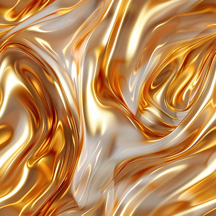 Glossy Gold Satin Fabric with Fluid Wrinkles seamless PBR texture preview