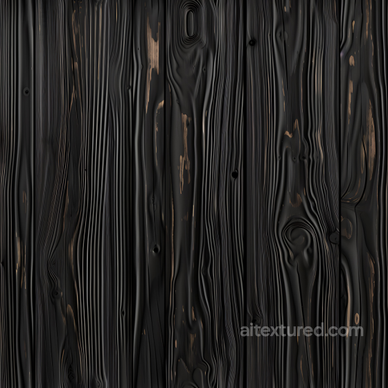 Charred Black Wood Planks PBR Texture with Distressed Grain Wood texture preview