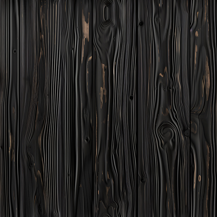 Charred Black Wood Planks with Distressed Grain seamless PBR texture preview
