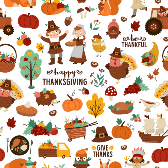 Featuring Colorful Thanksgiving Cartoon Illustrations Thanksgiving texture preview