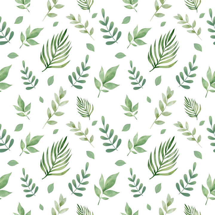 Leaf Pattern in Soft Watercolor Green Palette seamless PBR texture preview