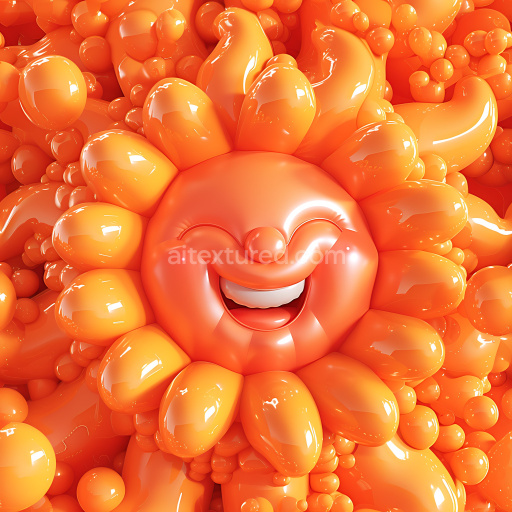 Seamless 3D Inflated Glossy Orange Rubber Surface PBR Texture