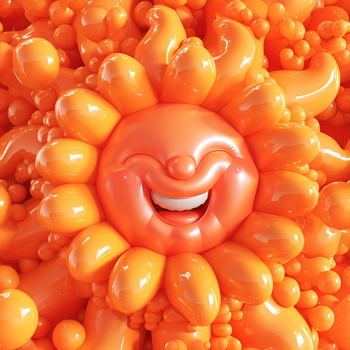 Inflated Glossy Orange Rubber Surface seamless PBR texture preview