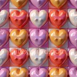 seamless Seamless 3D Inflated Heart-Shaped Vinyl PBR Texture in Pastel and Warm Hues texture 8k free download PBR