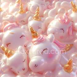 seamless Seamless 3D Inflated PBR Texture of Pastel Pink Unicorn Vinyl with Golden Horns texture 8k free download PBR
