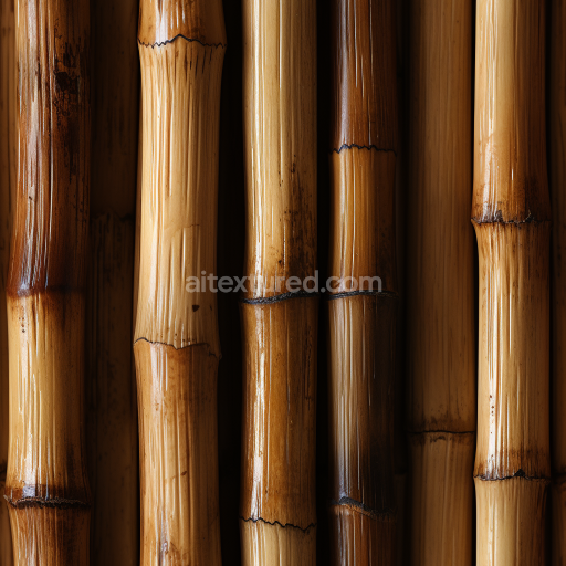 Seamless 3D PBR Texture of Polished Golden Bamboo Culms with Natural Nodes