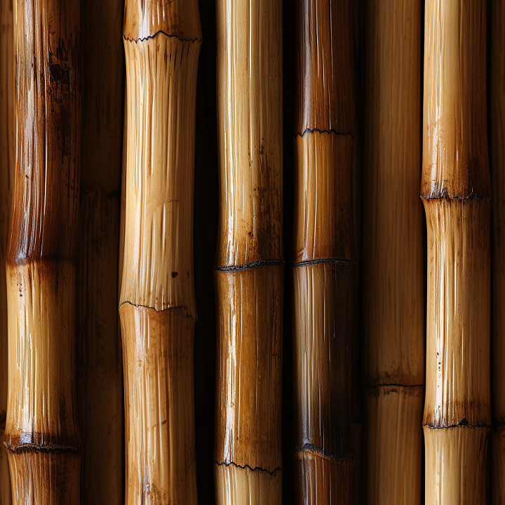 Polished Golden Bamboo Culms with Natural Nodes seamless PBR texture preview